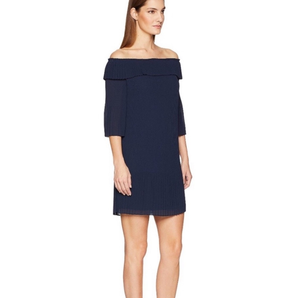 Ted Baker Navy Off-Shoulder Mini Dress